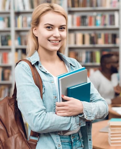 Student holding books